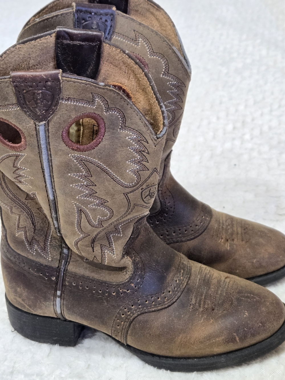 Ariat Circuit Striker 4LR Youth Sz 10.5 Brown Leather Western Cowboy Boots